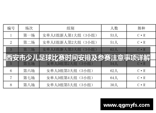 西安市少儿足球比赛时间安排及参赛注意事项详解